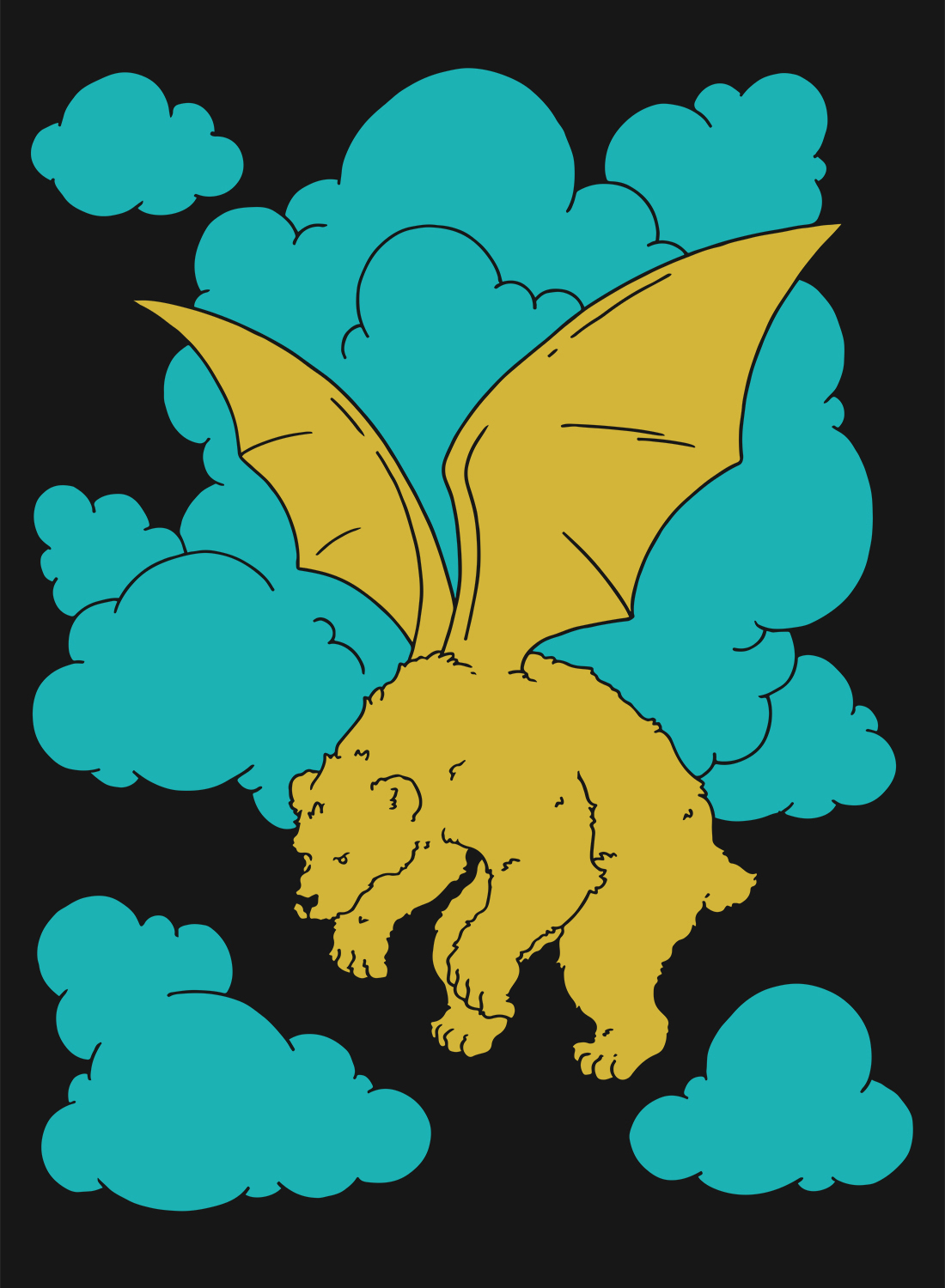 winged bear into the clouds.
