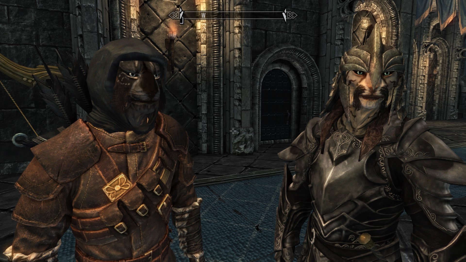 Pyewacket and Newton in Skyrim Two cat man characters from skyrim.