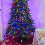 Pearl got tuckered out and took a Lil snooze under the tannenbaum before coming to bed with us.